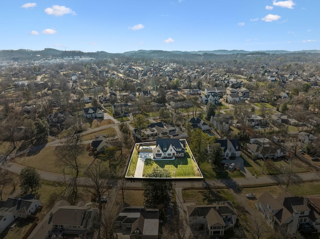 aerial view with a mountain view