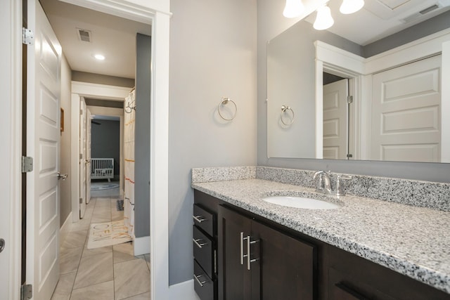 bathroom featuring vanity and tile patterned floors