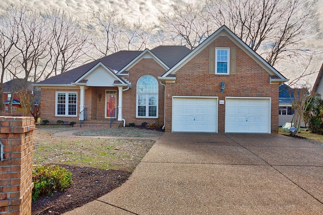 view of front of property with a garage