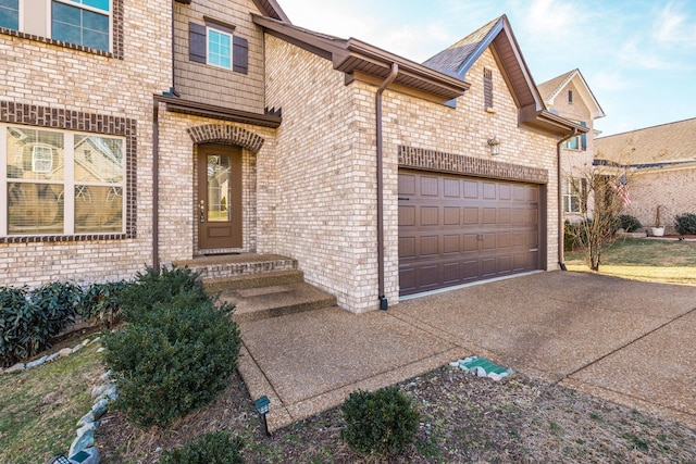 property entrance with a garage