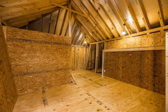 view of unfinished attic