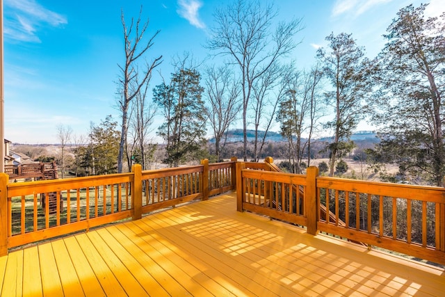 deck featuring a mountain view