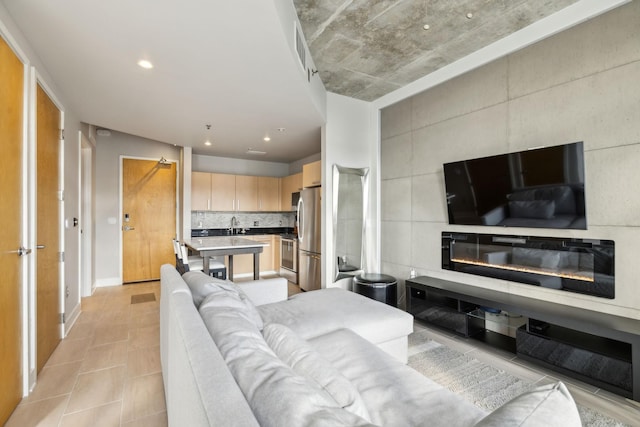 view of tiled living room