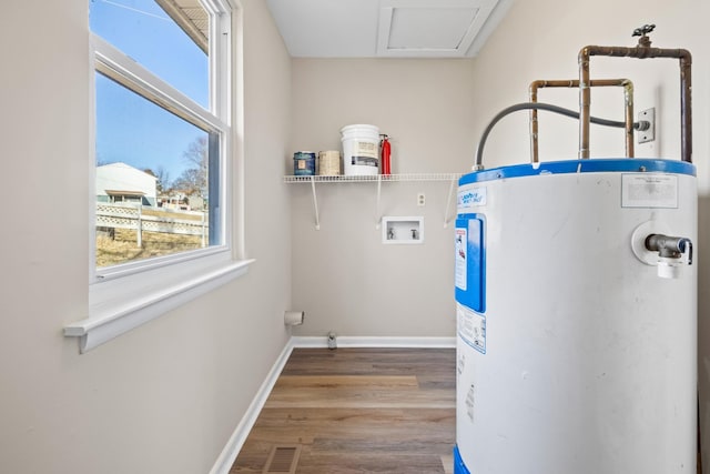 utility room featuring water heater