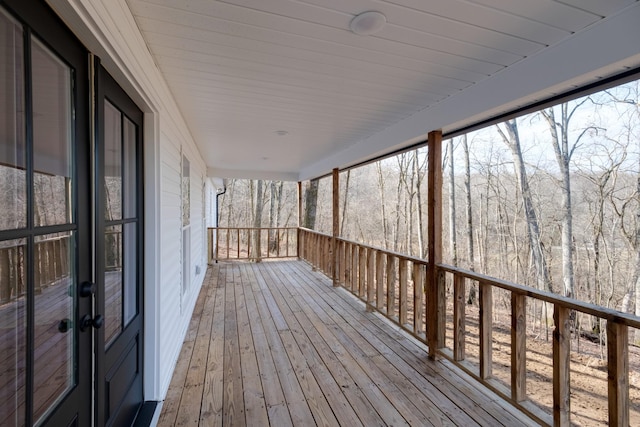 wooden deck with french doors