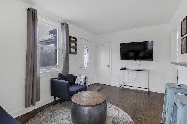 living room featuring dark hardwood / wood-style floors