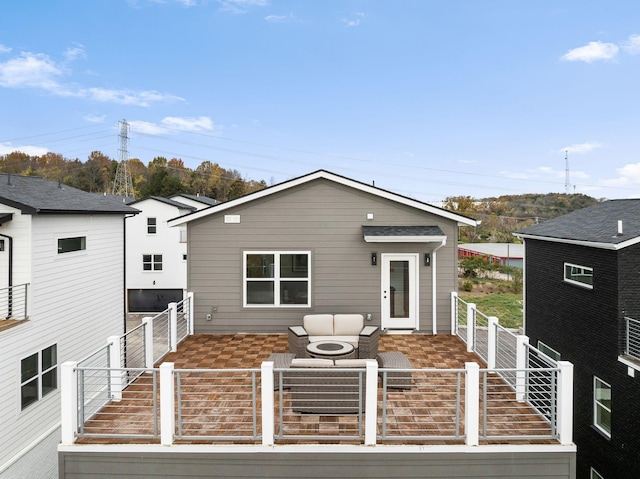 wooden deck with outdoor lounge area