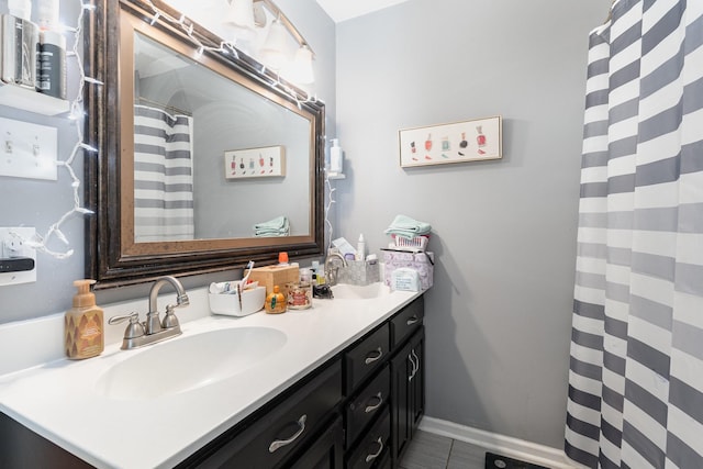 bathroom featuring vanity and tile patterned floors