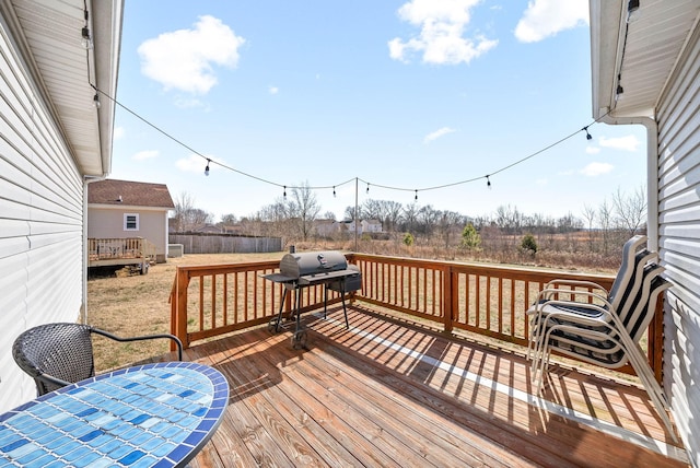 deck featuring grilling area