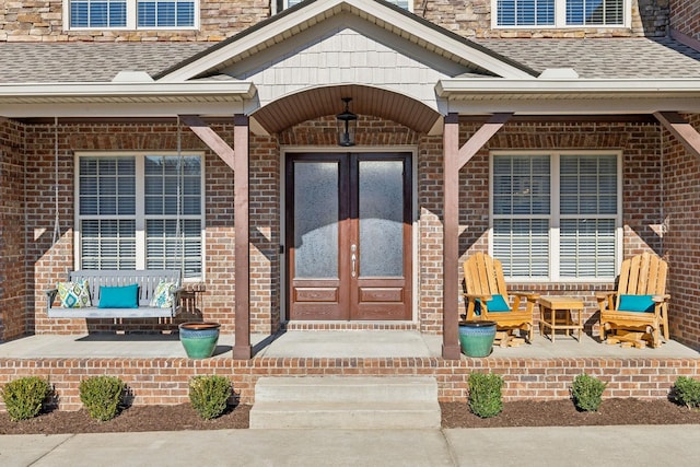 doorway to property featuring french doors