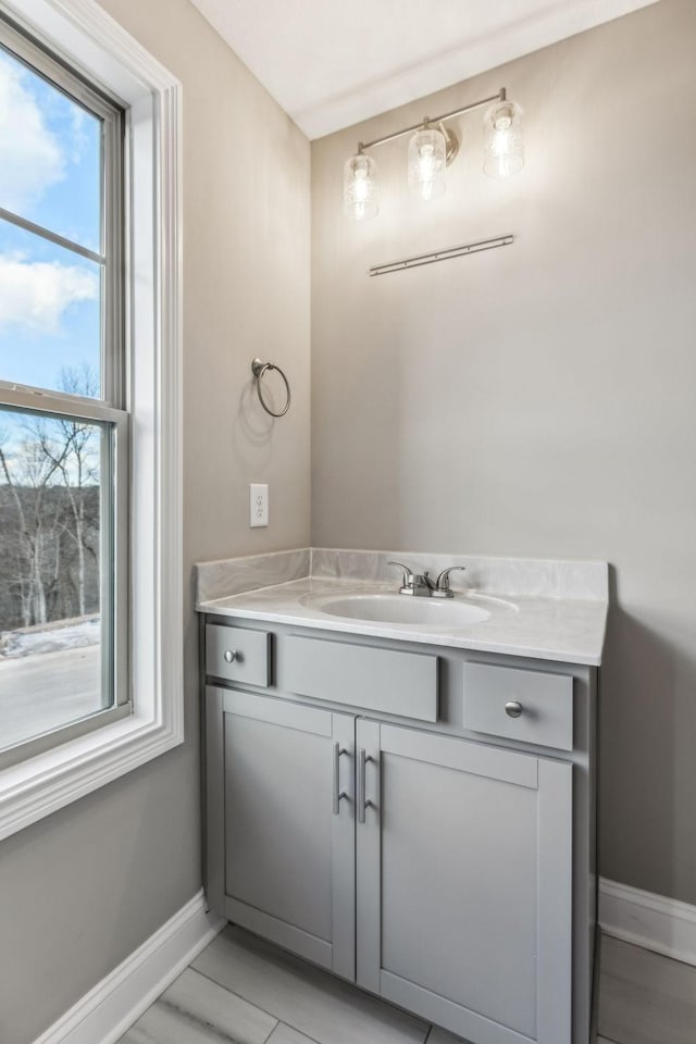 bathroom with plenty of natural light and vanity