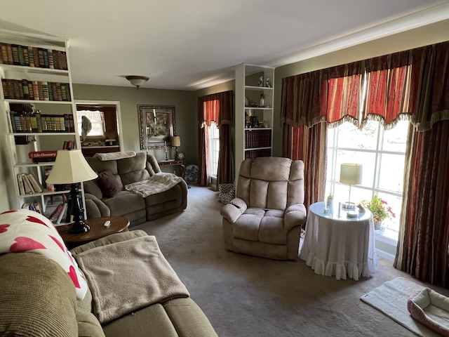 living room with carpet floors