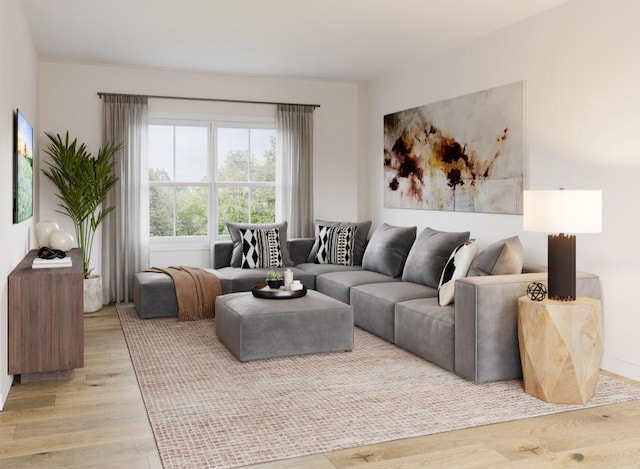 living room featuring light hardwood / wood-style floors