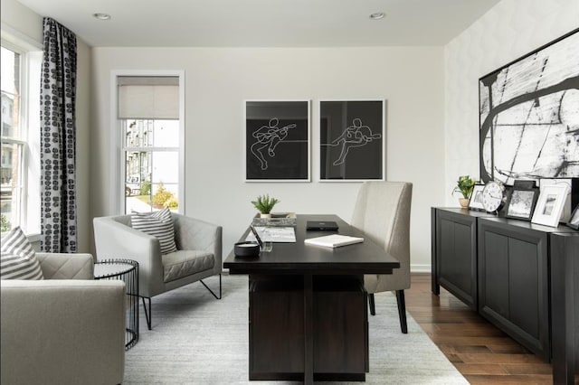 office area featuring hardwood / wood-style flooring