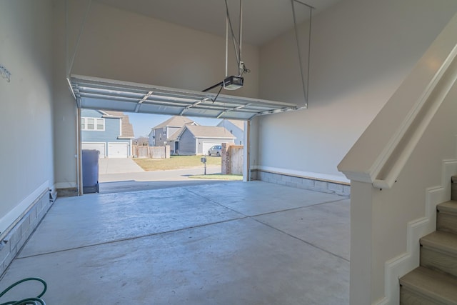 garage with a garage door opener