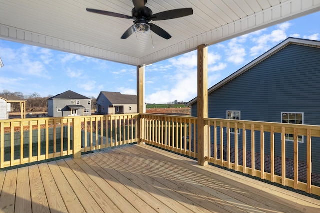 wooden terrace with ceiling fan