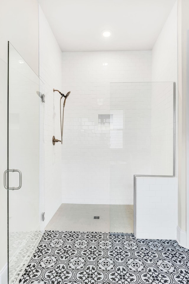 bathroom featuring walk in shower