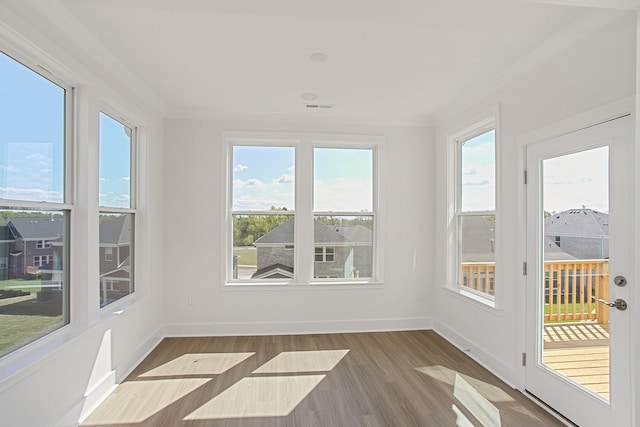 view of unfurnished sunroom