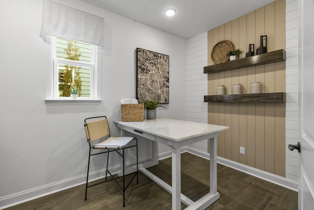 office area with dark wood-type flooring