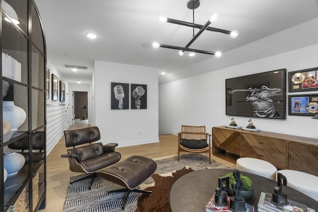 living room featuring light hardwood / wood-style floors