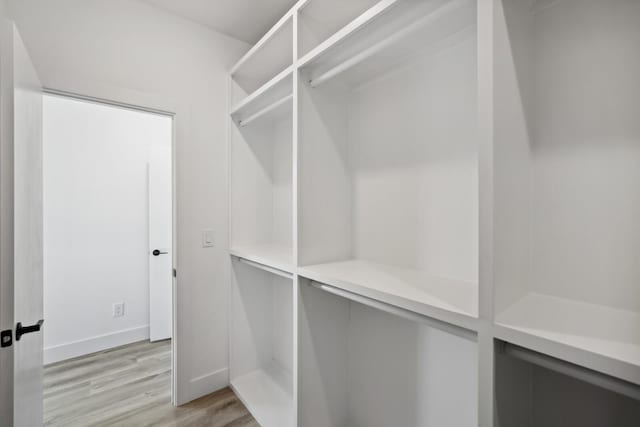 spacious closet featuring light hardwood / wood-style floors