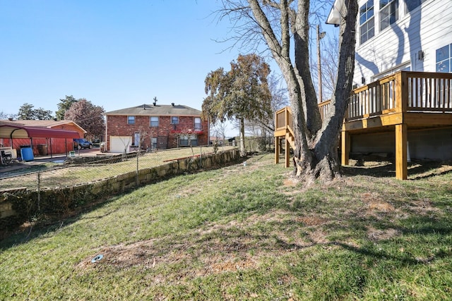 view of yard with a deck