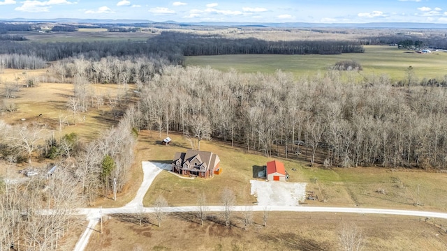 aerial view with a rural view