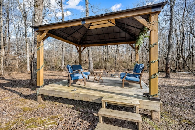 deck featuring a gazebo