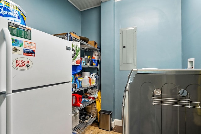 pantry featuring washer / dryer and electric panel