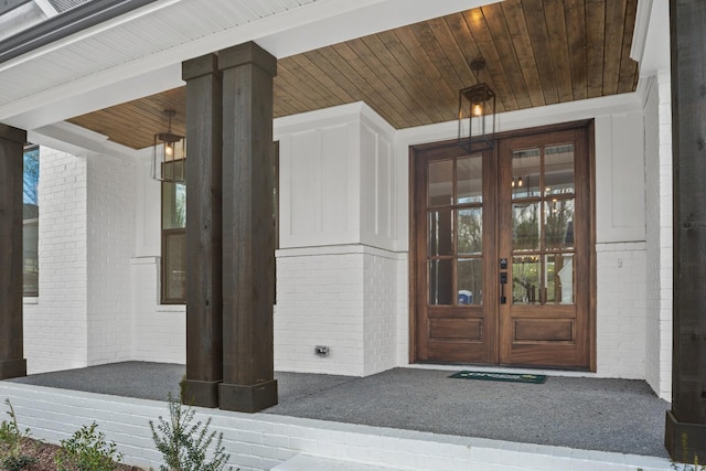 doorway to property featuring french doors