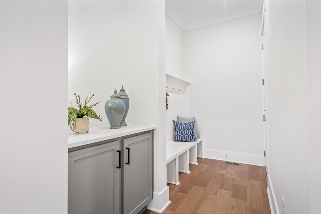 mudroom featuring light hardwood / wood-style floors