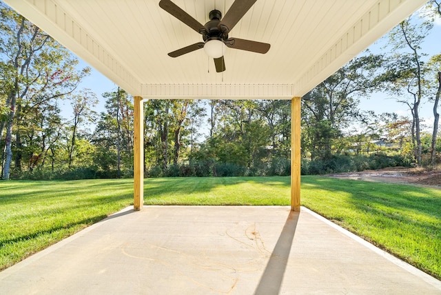 view of patio with ceiling fan