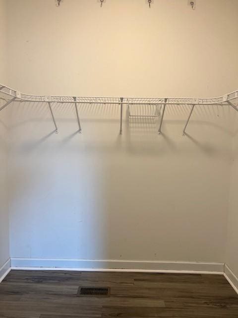 walk in closet featuring dark hardwood / wood-style flooring