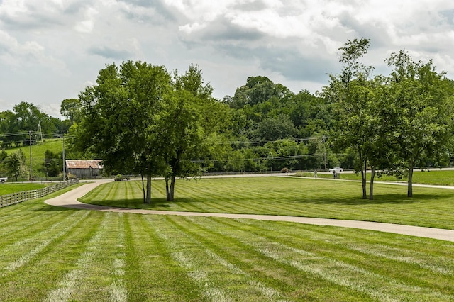 view of property's community featuring a yard