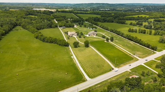 aerial view with a rural view