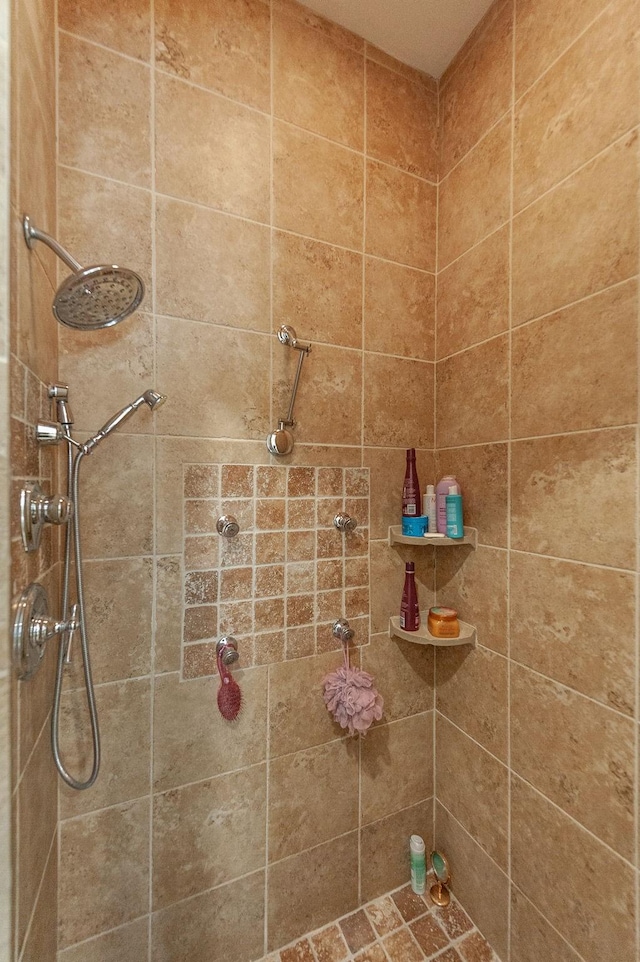 bathroom with a tile shower