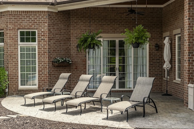 view of patio with ceiling fan