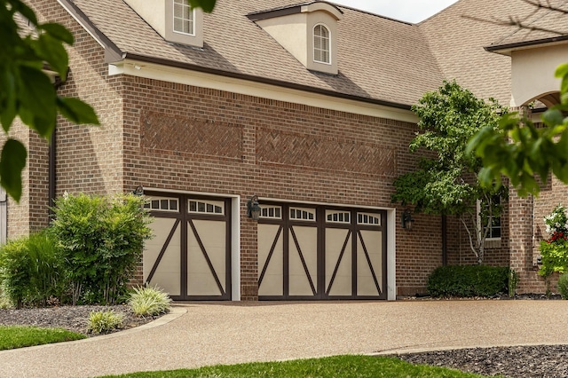 exterior space with a garage