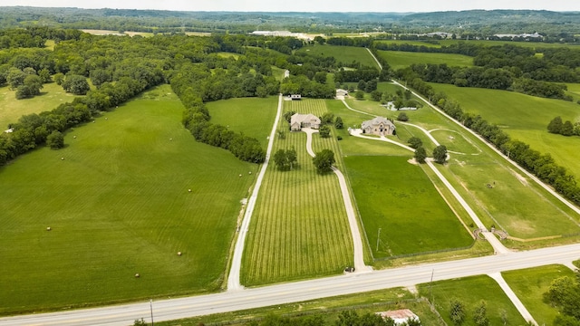 drone / aerial view with a rural view