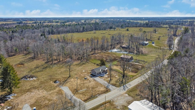 aerial view with a rural view