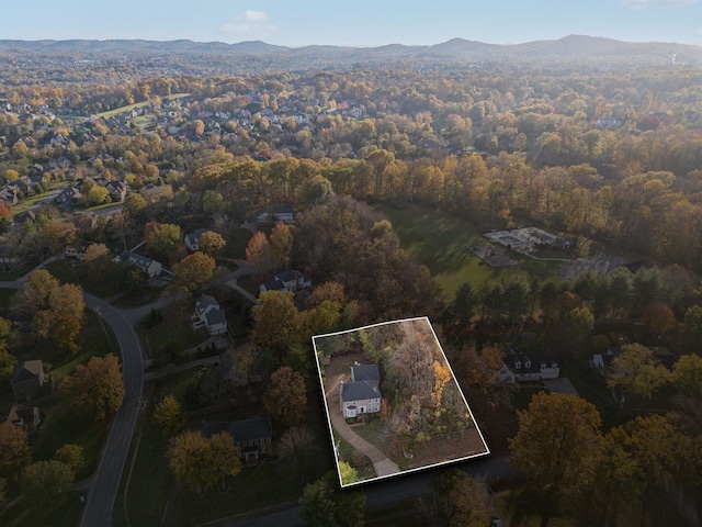 bird's eye view with a mountain view