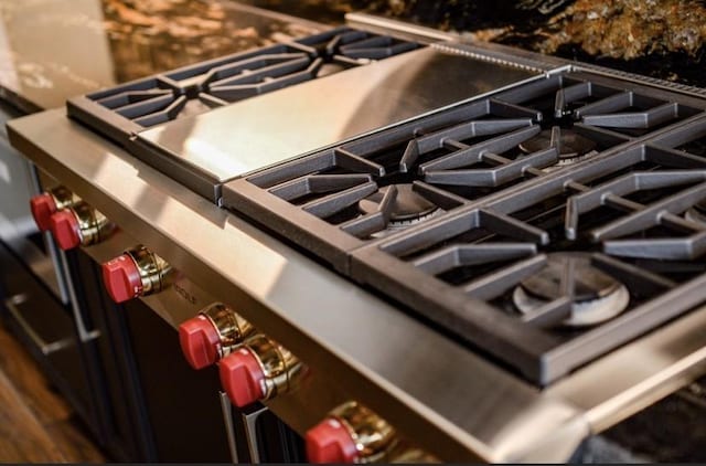 interior details featuring stainless steel range