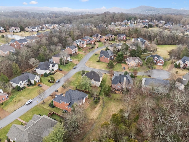 birds eye view of property featuring a mountain view