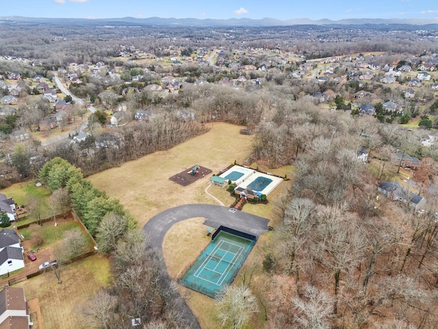 bird's eye view featuring a mountain view