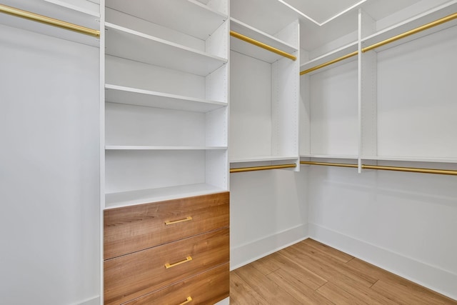 walk in closet with wood-type flooring