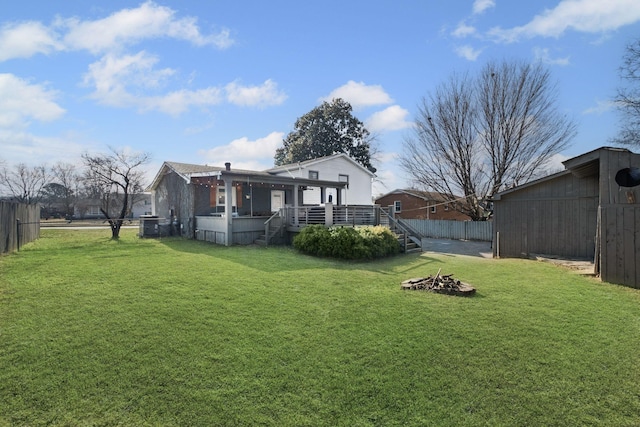 view of yard featuring a deck