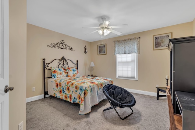 bedroom featuring carpet floors and ceiling fan