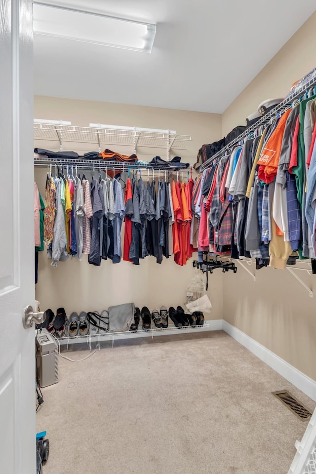 spacious closet featuring carpet floors