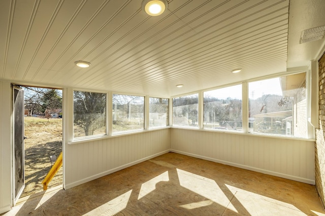 view of unfurnished sunroom