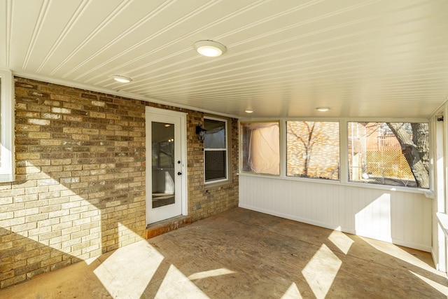 view of unfurnished sunroom